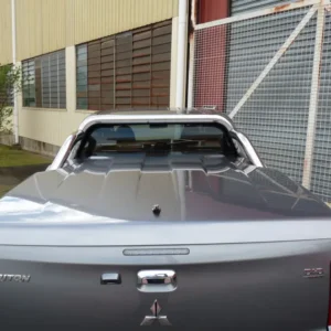 Rear close-up of Mitsubishi Triton fitted with EGR Hard Lid – 1 Piece and sports bars.