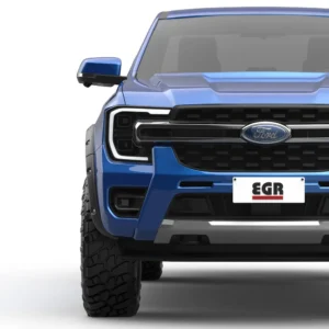 Front view of blue Ford Ranger 2022 with EGR fender flares.