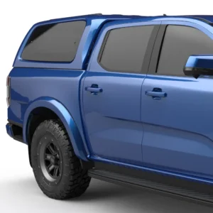 EGR GEN3 Canopy on Ford Ranger RA (2022+) – Rear View Close-up side view of Ford Ranger RA (2022+) with EGR GEN3 canopy in blue.