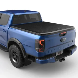 Ford Ranger RA 2022+ rear angled view with EGR Load Shield checker-plate tonneau cover