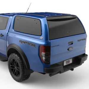 Ford Ranger Raptor with EGR GEN3 Canopy in blue featuring frameless tinted windows and sleek design.