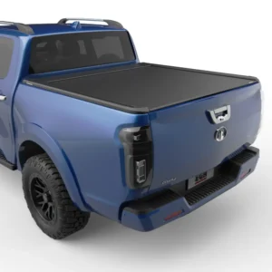 Blue GWM Cannon fitted with EGR RollTrac Electric closed tonneau cover