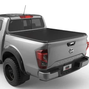 Nissan Navara 2021 with EGR RollTrac Electric roller cover closed – rear angle view