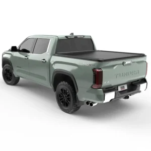 Toyota Tundra TRD Pro EGR RollTrac Electric Roller Cover - Angled Rear Toyota Tundra 2022 TRD Pro with EGR RollTrac Electric roller cover, rear side angle