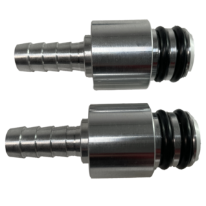 Aluminum hose fittings with O-rings for Ford Ranger Next Gen transmission oil cooler kit.