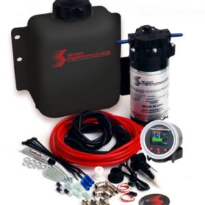 Snow Performance Stage 2 Boost Cooler Water Methanol Injection Kit with reservoir, pump, gauge, wiring, and fittings.