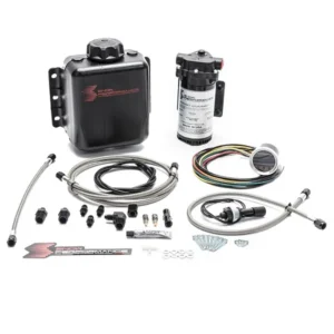 Snow Performance Stage 2.5 Boost Cooler Water-Methanol Injection Kit with reservoir, pump, wiring, hoses, and fittings.
