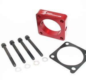 Snow Performance red throttle body spacer with gasket and mounting hardware for water-methanol injection kit