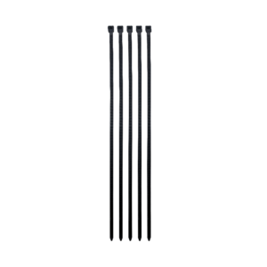 Set of five heavy duty black cable ties for transmission cooler line installation.
