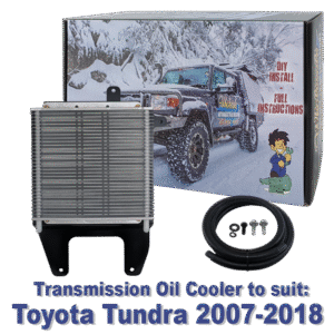 Toyota Tundra transmission oil cooler kit 2007–2018 with DIY installation box, hoses, and fittings.