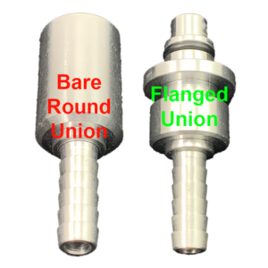 Pair of custom cooler unions for Volkswagen Amarok – bare round union and flanged union