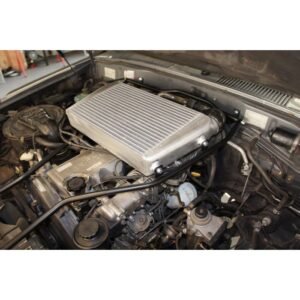 Toyota Landcruiser 80 Series 1HD-FT 24V top mount intercooler fitted to engine bay