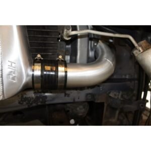 Close-up of Toyota LandCruiser 80 Series 1HD-FT Front Mount Intercooler Kit piping with HPD logo.