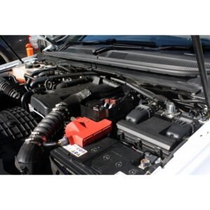 Ford Ranger Raptor 2.0L Twin Turbo engine bay with HPD Catch Can Kit installed.