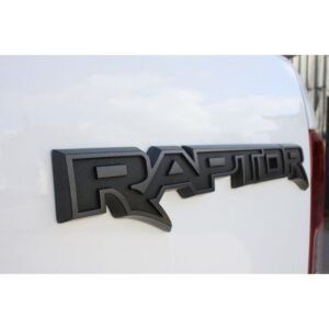 Ford Ranger Raptor badge on the rear of the vehicle.
