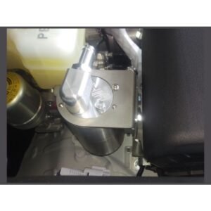 Close-up of HPD catch can installed in Toyota Prado 150 2.8L engine bay