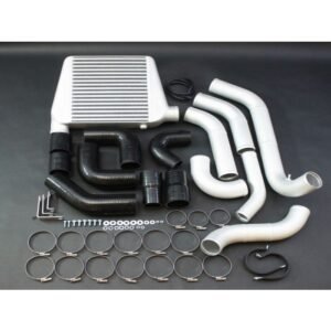 HP Diesel Front Mount Intercooler Kit with pipes, silicone hoses, and clamps