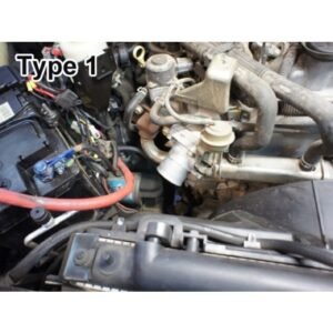 Engine bay showing Type 1 EGR valve setup with visible wiring and battery connection.
