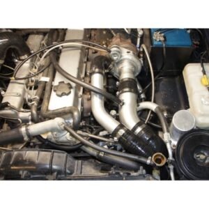 Nissan Patrol GQ TD42 engine bay with installed 450mm front mount intercooler kit