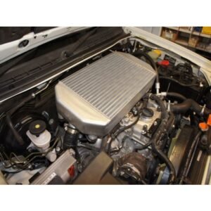 HPD top-mount intercooler installed in diesel engine bay