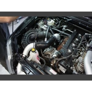 Close-up of HPD Series 2 Intercooler piping installed on Toyota Hilux N70 3.0L D4D engine