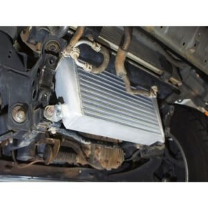 HPD Mitsubishi Pajero V80 front mount intercooler angled installation view
