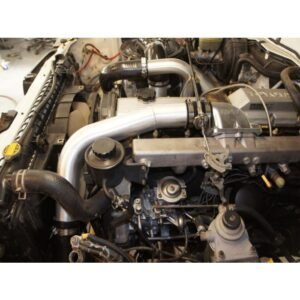 HPD Series 2 Toyota Landcruiser 80 Series Front Mount Intercooler Kit Toyota Landcruiser 80 Series with HPD front mount intercooler alloy piping installed.