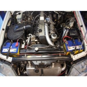 Toyota Landcruiser 105 Series 1HZ engine bay with HPD Series 2 front-mount intercooler kit installed
