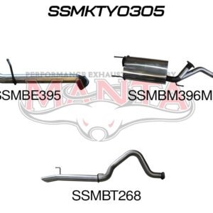 Toyota LandCruiser UZJ100 4.7L V8 3-inch Catback Exhaust System – Manta SSMKTY0305 Kit Components