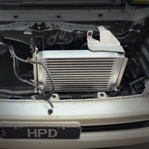 HPD Toyota Landcruiser 200 Series Transmission Cooler installed behind front grille