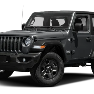 Black Jeep Wrangler two-door off-road SUV front view