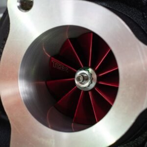 GCG TDX GT2052V Turbo Upgrade – Nissan Patrol ZD30 1999–2006 Close-up of GCG TDX GT2052V Turbo red billet compressor wheel for Nissan Patrol ZD30
