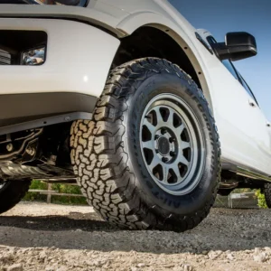 Method Race Wheels 316 – Gloss Titanium 6-Lug Wheel (Side Angle View) Ford F-150 fitted with Method Race Wheels 316 Gloss Titanium off-road wheels