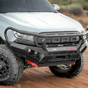 Ford Ranger PXIII with Armando 4x4 Spartan Hoop Bull Bar on rugged off-road terrain