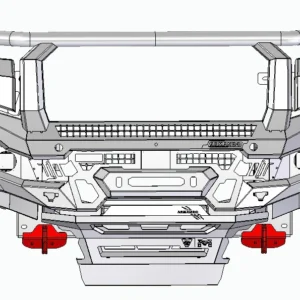 Front CAD view of Prime Series Hoop Bull Bar for Mitsubishi Triton MV 2024