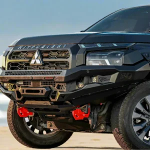 Front close-up of Mitsubishi Triton MV 2024 with Prime Series Bull Bar and red recovery points