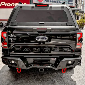 Ultimate Rear Bar fitted on Ford Ranger Next Gen with dual recovery points and integrated lighting