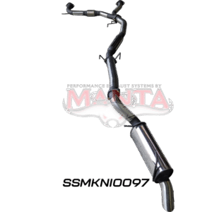 Nissan Patrol Y62 V8 5.6L Wagon 3in Catback Exhaust System – Manta Performance Manta 3in Catback Exhaust System Rear View with Muffler for Nissan Patrol Y62 V8 5.6L Wagon