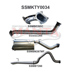 Manta SSMKTY0034 exhaust system components for Toyota Landcruiser HDJ100 4.2L Turbo Diesel Wagon