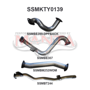 Manta Performance Exhaust Kit SSMKTY0139 with pipes SSMBE289-DPFBACK, SSMBE307, SSMBM252WOM, and SSMBT244.