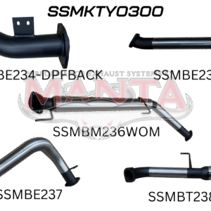 Manta Toyota LandCruiser 300 Series V6 3-inch DPF-back exhaust kit components