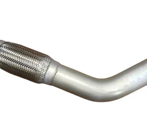 Mandrel-bent exhaust pipe with flex joint and flange fitting
