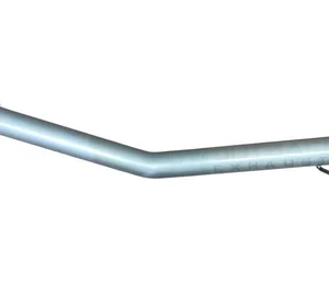 Silver mandrel-bent exhaust tail pipe with welded hangers and flanged inlet.