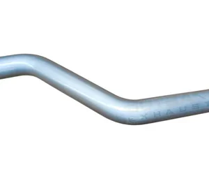 Mandrel-bent silver tailpipe with welded hanger and flanged end