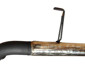 Stainless steel exhaust tailpipe with black coated mandrel-bent section and welded hanger bracket