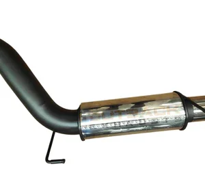 Black coated rear exhaust pipe with polished muffler for Toyota LandCruiser 200 Series VDJ200.