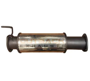 Stainless steel exhaust resonator section with black coated inlet and outlet flanges and welded hanger