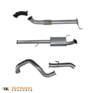 Complete Outback Exhausts 3-inch turbo-back exhaust system for Toyota Prado 120 Series 1KZ-TE, including dump pipe, flex section, muffler, and tailpipe