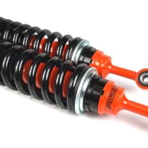 Performance 4x4 Coilover Shock Absorbers – Heavy-Duty Suspension Upgrade Heavy-duty orange and black coilover shock absorbers with adjustable components for 4x4 suspension